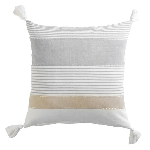 Paris Prix Coussin à Pompons Iliade 40x40cm Gris & Blanc