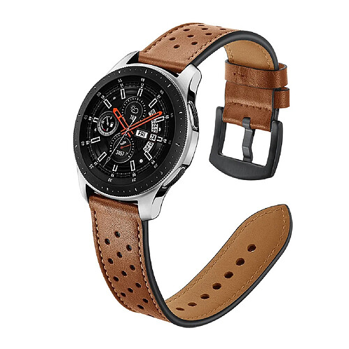 Bracelet en cuir véritable marron pour votre Samsung Galaxy Watch 46mm