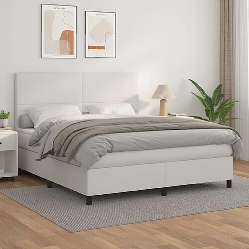 Maison Chic Lit Adulte - Lit simple Lit à sommier tapissier avec matelas moelleux - Meuble de Chambre Blanc 180x200cm Similicuir -MN32193