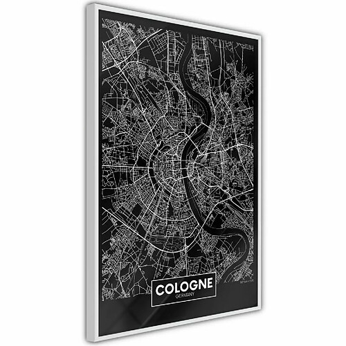 Paris Prix Affiche Murale Encadrée City Map Cologne Dark 20 x 30 cm Blanc