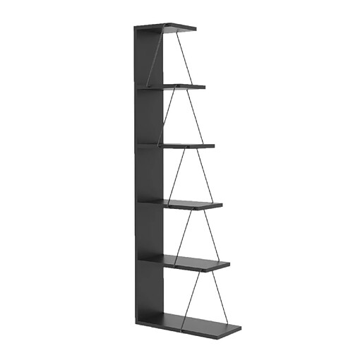 Toilinux Bibliothèque 5 étagères en Mélaminé H.150cm - Gris Anthracite