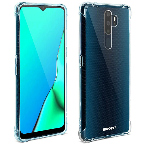 Moozy Coque en silicone anti-choc pour Oppo A9 2020 - Coque de téléphone transparente et transparente en TPU souple