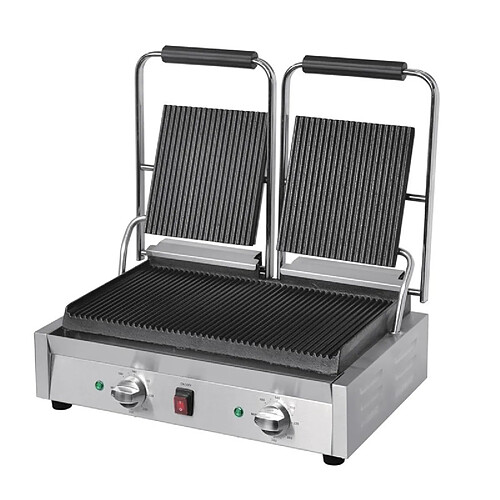 Grill Panini Professionnel Double 2,9 kW - Rainuré/Rainuré - Bistro Buffalo