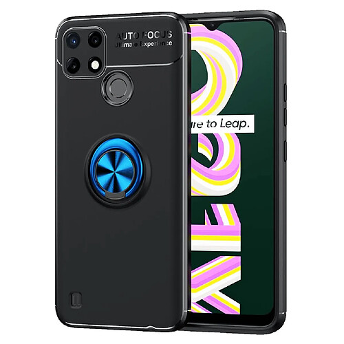 Coque en TPU Anti-empreintes, antichoc avec béquille, noir/bleu pour votre Realme C21Y