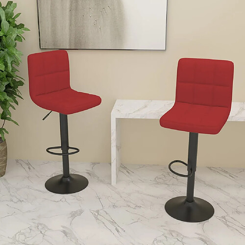 vidaXL Tabourets de bar lot de 2 rouge bordeaux tissu