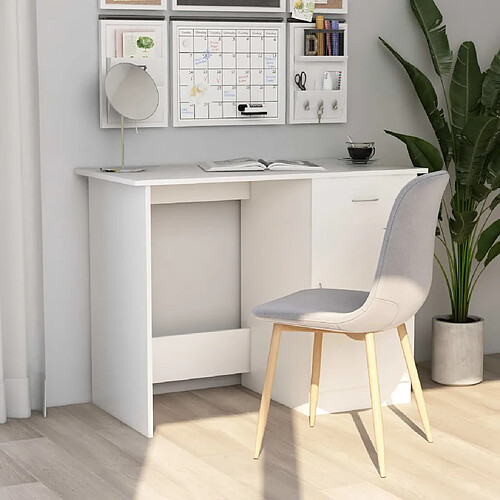 vidaXL Bureau Blanc 100x50x76 cm Bois d'ingénierie