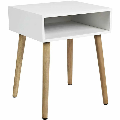 The Home Deco Factory Table de chevet en bois niche colorée blanc.