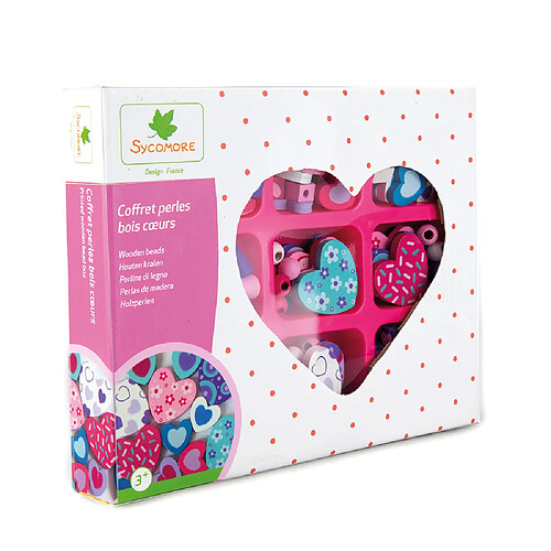 Au Sycomore Coffret perles bois coeur