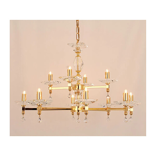 Lumière Chandelier sans abats jours Capri Or 12 ampoules 47cm