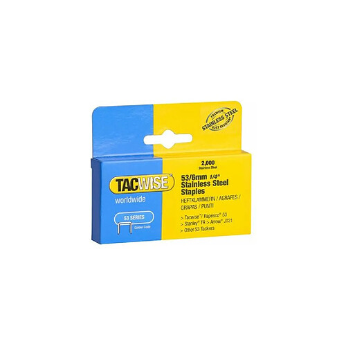 TACWISE Agrafes 53/8 mm, acier inoxydable, 2.000 pièces ()