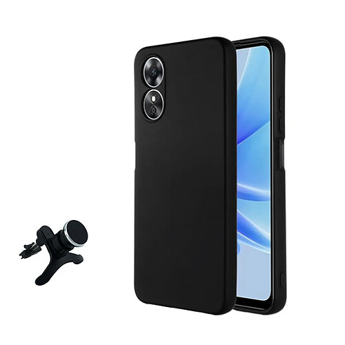 Kit Support Magnétique Renforcé + Étui Silicone Liquide Phonecare pour Oppo A58 4G - Noir