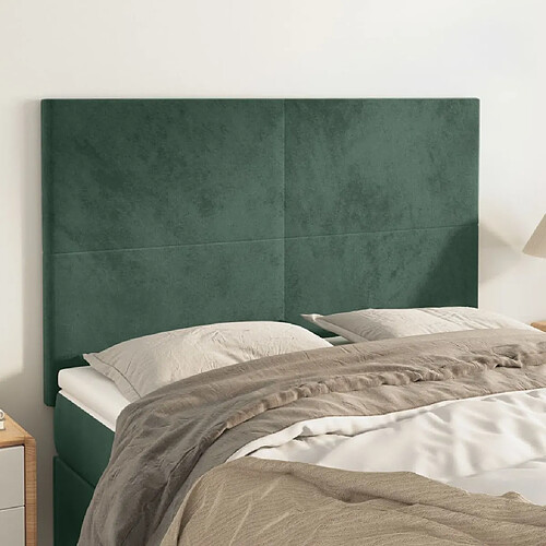 vidaXL Têtes de lit 4 pcs Vert foncé 72x5x78/88 cm Velours