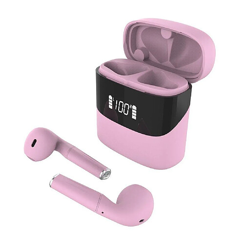 Chrono Écouteurs Intra-auriculaires Sans Fil Bluetooth 5.0 avec Microphone Antibruit IPX7 Étanche(Rose)