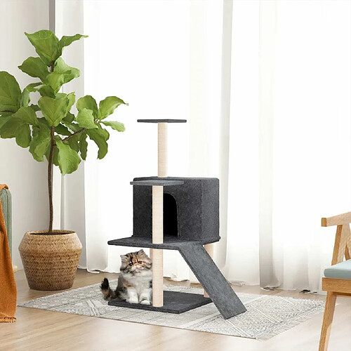 Arbre à chat avec griffoirs,niche pour chat en sisal Gris foncé 109 cm -MN80949