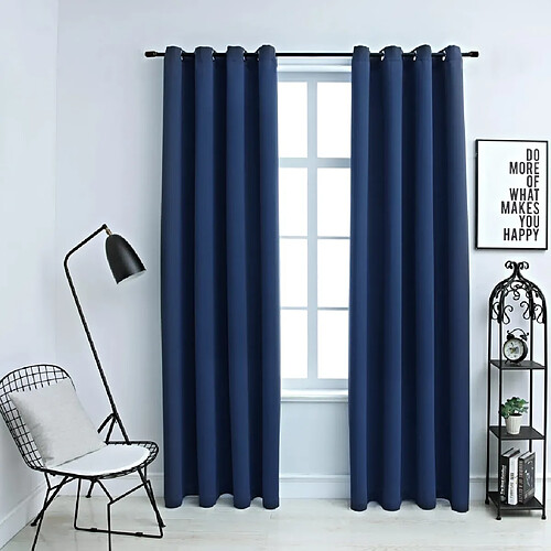 vidaXL Rideaux occultants avec anneaux en métal 2 pcs Bleu 140x245 cm