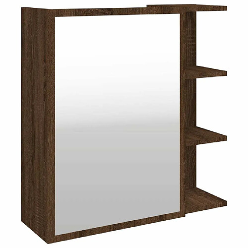 Maison Chic Armoire à miroir de salle de bain,Meuble de rangement,Meuble bas de bain Chêne marron 62,5x20,5x64 cm -GKD104582