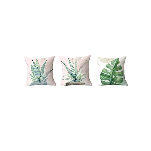 YP Select 3 Pcs Usine Impression Décorative Tapisserie D'ameublement Housse de Coussin Confortable Jeter Taies D'oreiller Vert 3 Pcs