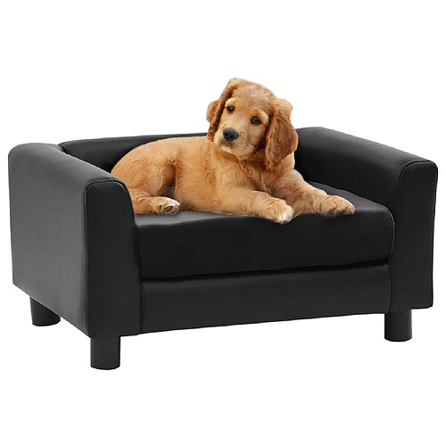 vidaXL Canapé pour chien Noir 60x43x30 cm Peluche et similicuir