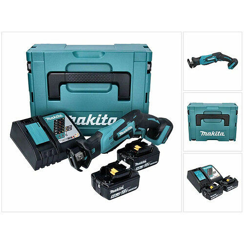 Makita DJR 185 RTJ Scie sabre Recipro sans fil 18 V + 2x Batteries 5.0 Ah + Chargeur + Coffret Makpac