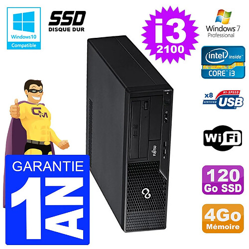 PC Fujitsu Esprimo E500 E85+ DT i3-2100 RAM 4Go SSD 120Go DVD Wifi W7 · Occasion