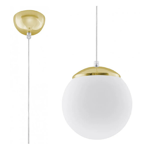 Luminaire Center Suspension Ugo Verre,acier Or blanc 1 ampoule 110cm