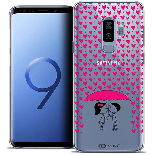 Caseink Coque Housse Etui Samsung Galaxy S9+ (6.2 ) [Crystal Gel HD Collection Love Saint Valentin Design Pluie d'Amour - Souple - Ultra Fin - Imprimé en France]