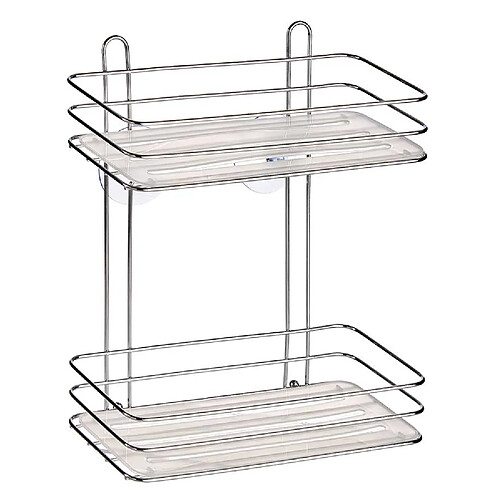 Lot de 2 ETAGERE MURALE SALLE DE BAIN 2 PANIERS DE DOUCHE ETAGERE DE SUPPORT DE RANGEMENT DE SALLE DE BAINS DE SUPPORT DE DOUCHE SUSPENDU EN CHROME DE 2 NIVEAUX 11,5X26X30,2CM+Berilo