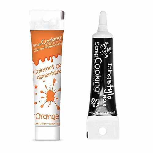 Scrapcooking Gel colorant alimentaire orange 20 g + Stylo glaçage noir