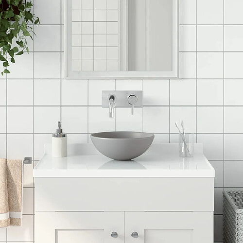 vidaXL Lavabo de salle de bain Céramique Gris clair Rond