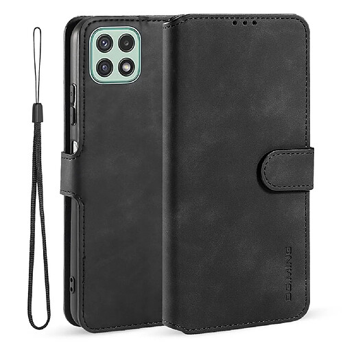 Dg.Ming Etui en PU + TPU style rétro avec support et sangle noir pour votre Samsung Galaxy A22 5G (EU Version)