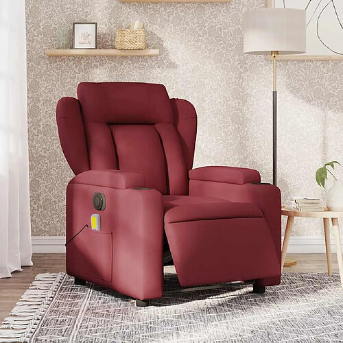 vidaXL Fauteuil de massage inclinable électrique Rouge bordeaux Tissu