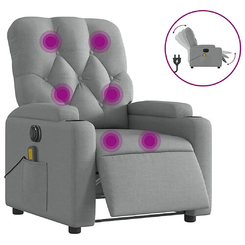 Maison Chic Fauteuil Relax pour salon, Fauteuil de massage inclinable électrique gris clair tissu -GKD86163