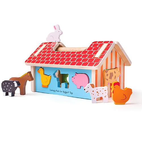 Bigjigs Toys Jouet de trieur de formes de ferme