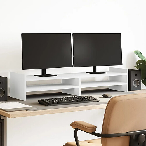 vidaXL Support de moniteur blanc 100x27x20 cm bois d'ingénierie