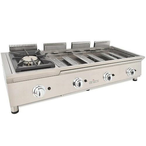 Ensemble de Cuisson Combiné FLEXI Série 600 - Meuble avec 1 Grille, Réchaud et Frytop Rectifié - Arilex