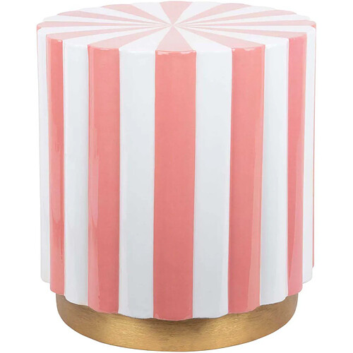 LEITMOTIV Tabouret en métal Candy Swirl rose.