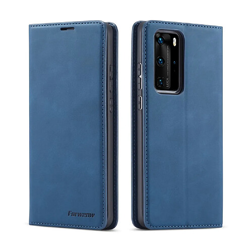 Etui en PU toucher soyeux bleu pour Huawei P40 Pro