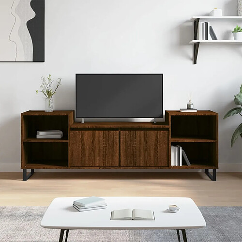 vidaXL Meuble TV Chêne marron 160x35x55 cm Bois d'ingénierie