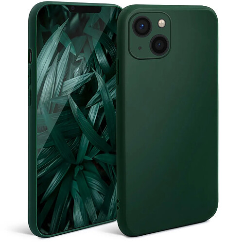 Moozy Minimalist Series Coque en silicone pour iPhone 13, vert nuit – Finition mate légère, coque de protection fine et souple en TPU avec surface mate