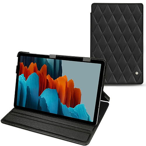 Housse cuir Samsung Galaxy Tab S7 - Rabat horizontal - Noir - Couture ( Nappa - Black ) - NOREVE