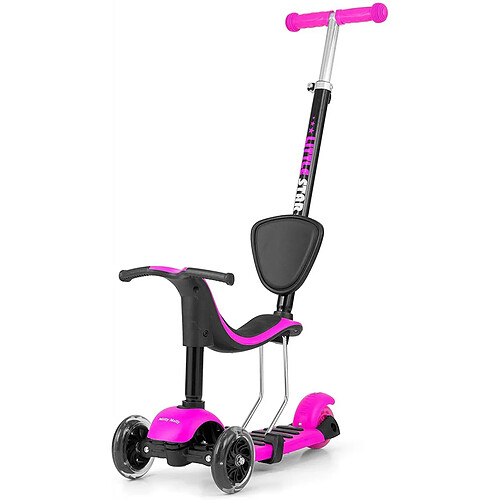 Milly Mally Porteur/Scooter 3en1 LITTLE STAR Rose