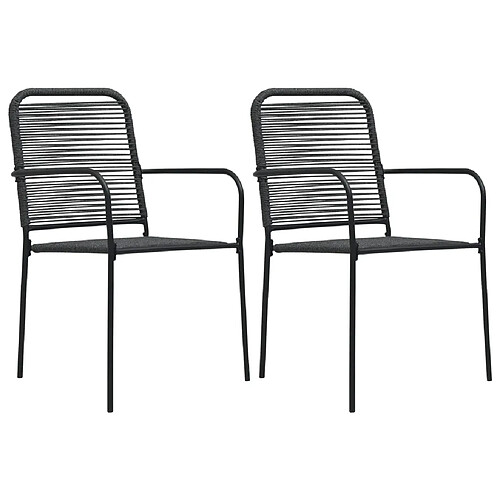 vidaXL Chaises de jardin lot de 2 Corde en coton et acier Noir