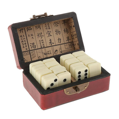 Professionnel Double Six 28 pièces Dominos Ensemble avec Boîte de Rangement En Bois Traditionnel Classique de Loisirs Parties Famille Jeu de Société