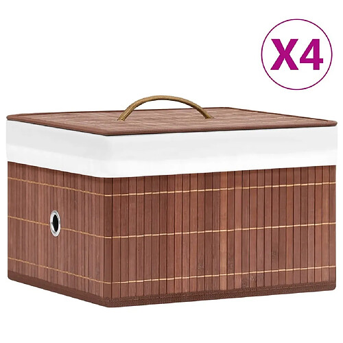 Maison Chic Ensemble de 4 Boîtes de rangement,Boîtes de stockage en bambou Marron -MN455413