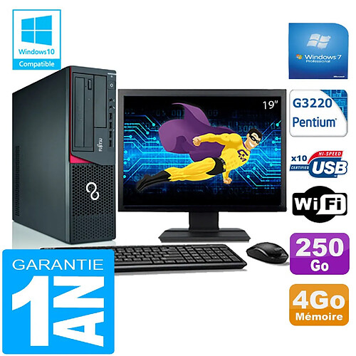 PC Fujitsu Esprimo E720 E85+ SFF G3220 RAM 4Go Disque 500 Go Wifi W7 Ecran 19" · Occasion