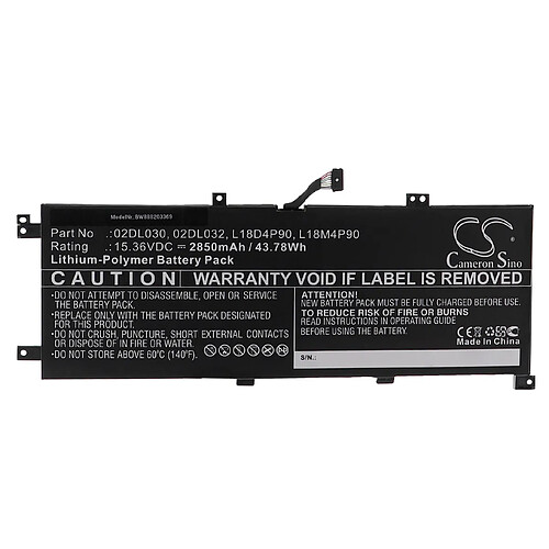 vhbw Batterie compatible avec Lenovo ThinkPad L13 20R4S2VX00, 20R4S32R00, 20R4S38X00, 20R4S3GH04 ordinateur portable (2850mAh, 15,36V, Li-polymère)