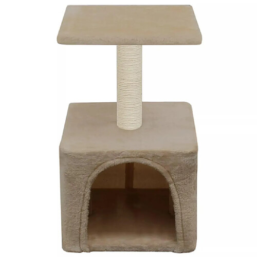 Helloshop26 Arbre à chat griffoir grattoir niche jouet animaux peluché en sisal 55 cm beige 3702066