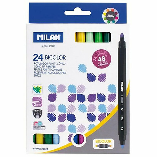 Ensemble de Marqueurs Milan Bicolore 24 Pièces