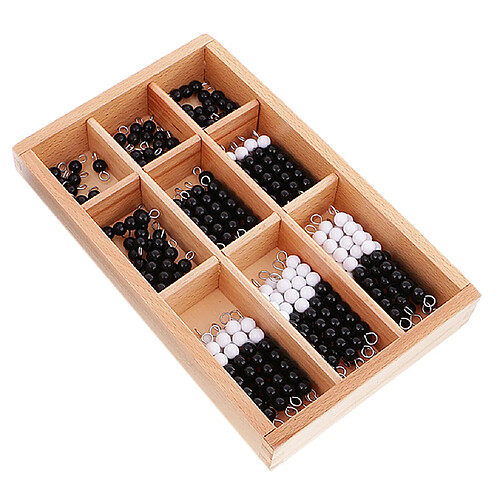 Jeu Educatif Montessori Perles Noires et Blanches Cofffret Kit Jouet de Calcul Matériel Mathématiques Cadeau Enfants