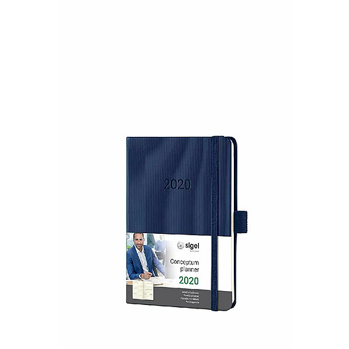 SIGEL C2063 Agenda semainier 2020 Conceptum, couverture rigide, 10, 8 x 15, 1 cm, bleu foncé